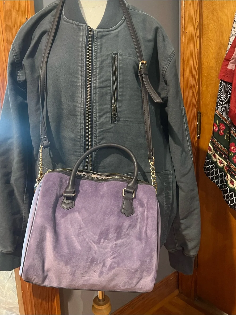 Juicy Couture Lavender Purple Suede Satchel with Coin Pouch